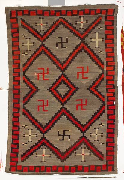 Appraisal: A Navajo rug The unusual textile deliberately woven with lazy