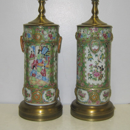 Appraisal: PAIR OF CHINESE EXPORT ROSE MEDALLION VASES Cylindrical form with