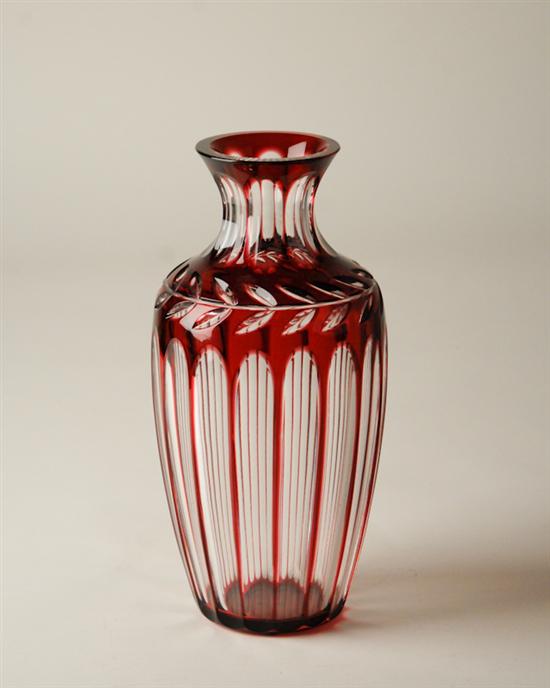 Appraisal: A German Cranberry Cut to Clear Glass Vase c with