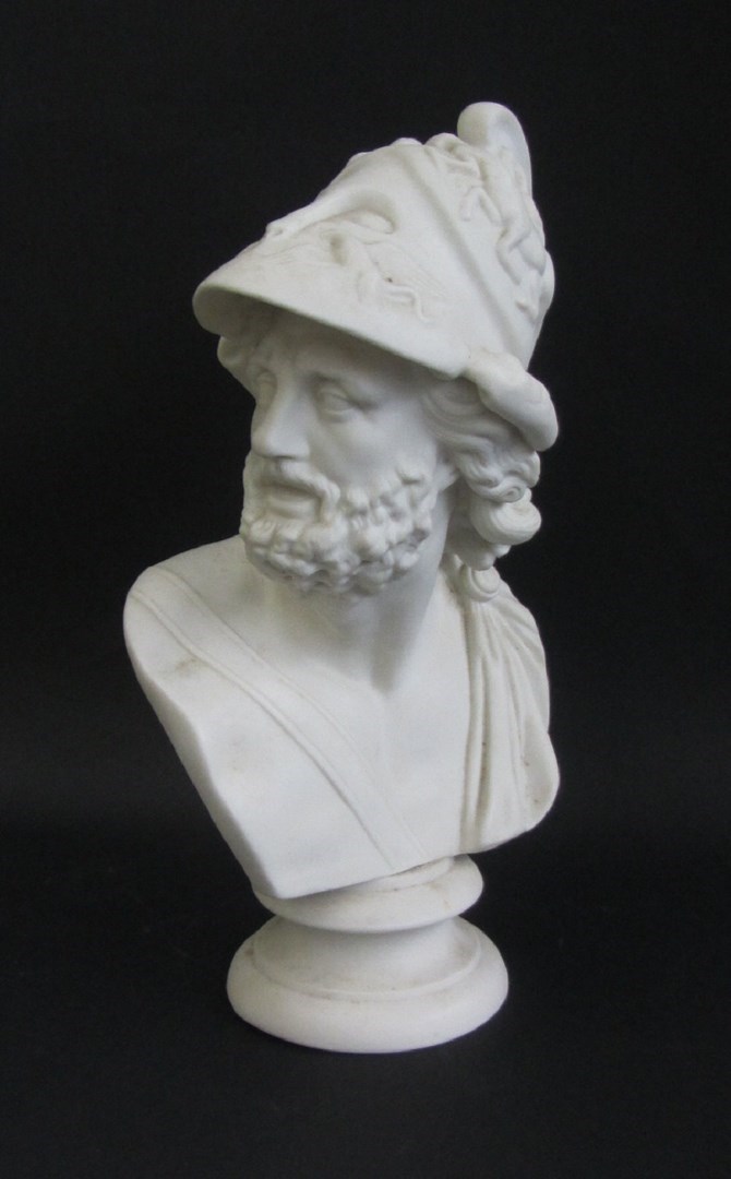 Appraisal: A parian bust of Pericles the helmet relief moulded with