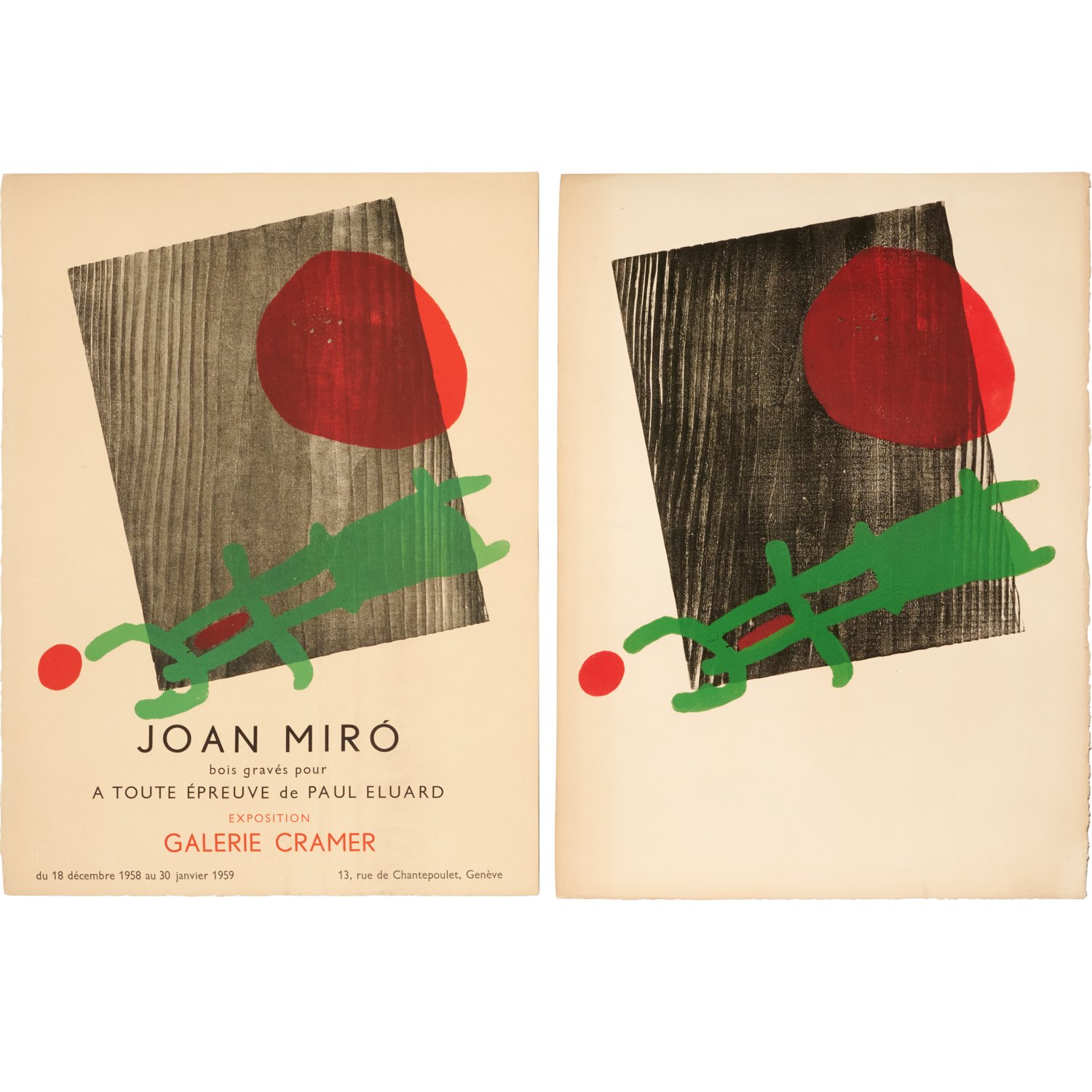 Appraisal: MIRO GALERIE CRAMER LITHOGRAPH POSTER AND PRINT Joan Miro Spanish