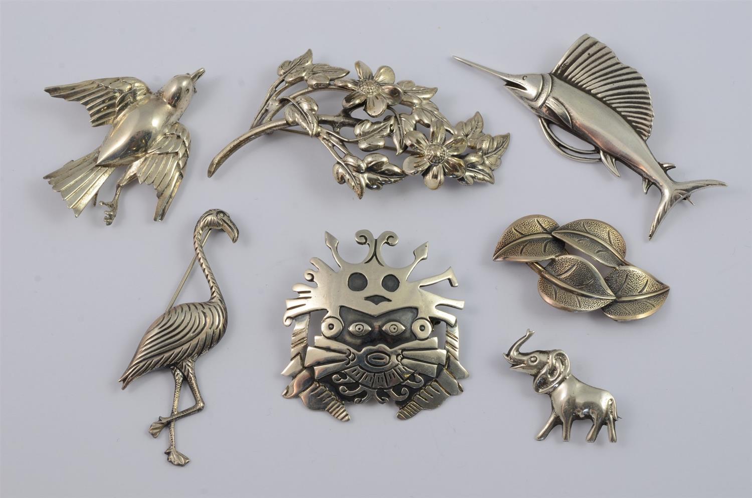 Appraisal: Sterling Silver Pins Danecraft Coro Viking Craft Chavez Beau longest