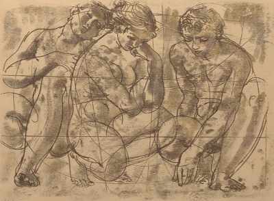 Appraisal: Hans Erni Swiss b Three figures Lithograph on paper signed