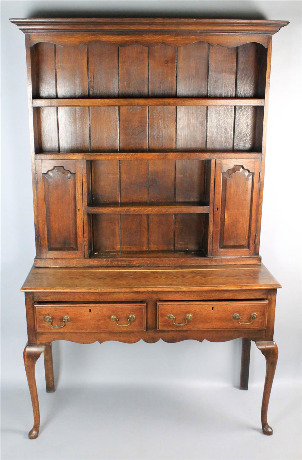 Appraisal: QUEEN ANNE STYLE OAK WELSH DRESSER in two parts the