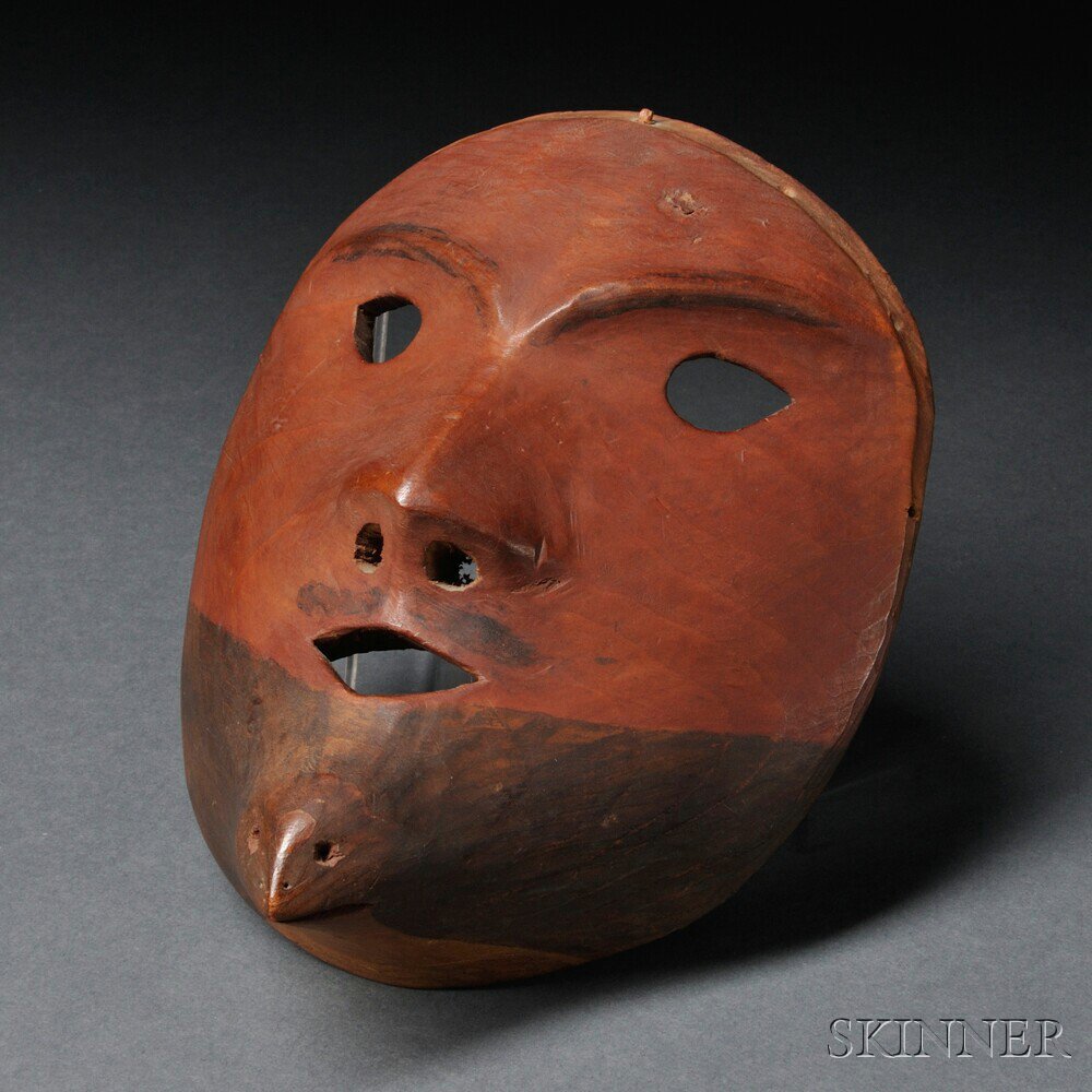 Appraisal: Eskimo Carved and Painted Wood Mask c late th century