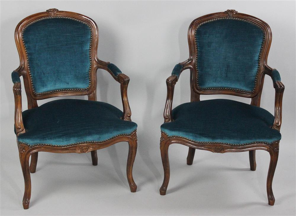 Appraisal: LOUIS XV STYLE PARLOR SUITE WITH SETTEE AND TWO CHAIRS