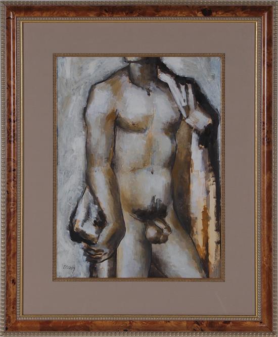 Appraisal: Cheney American th century PAIR MALE NUDES mixed media on