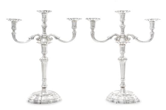 Appraisal: Sale Lot A Pair of Italian Silver Three Light Candelabra