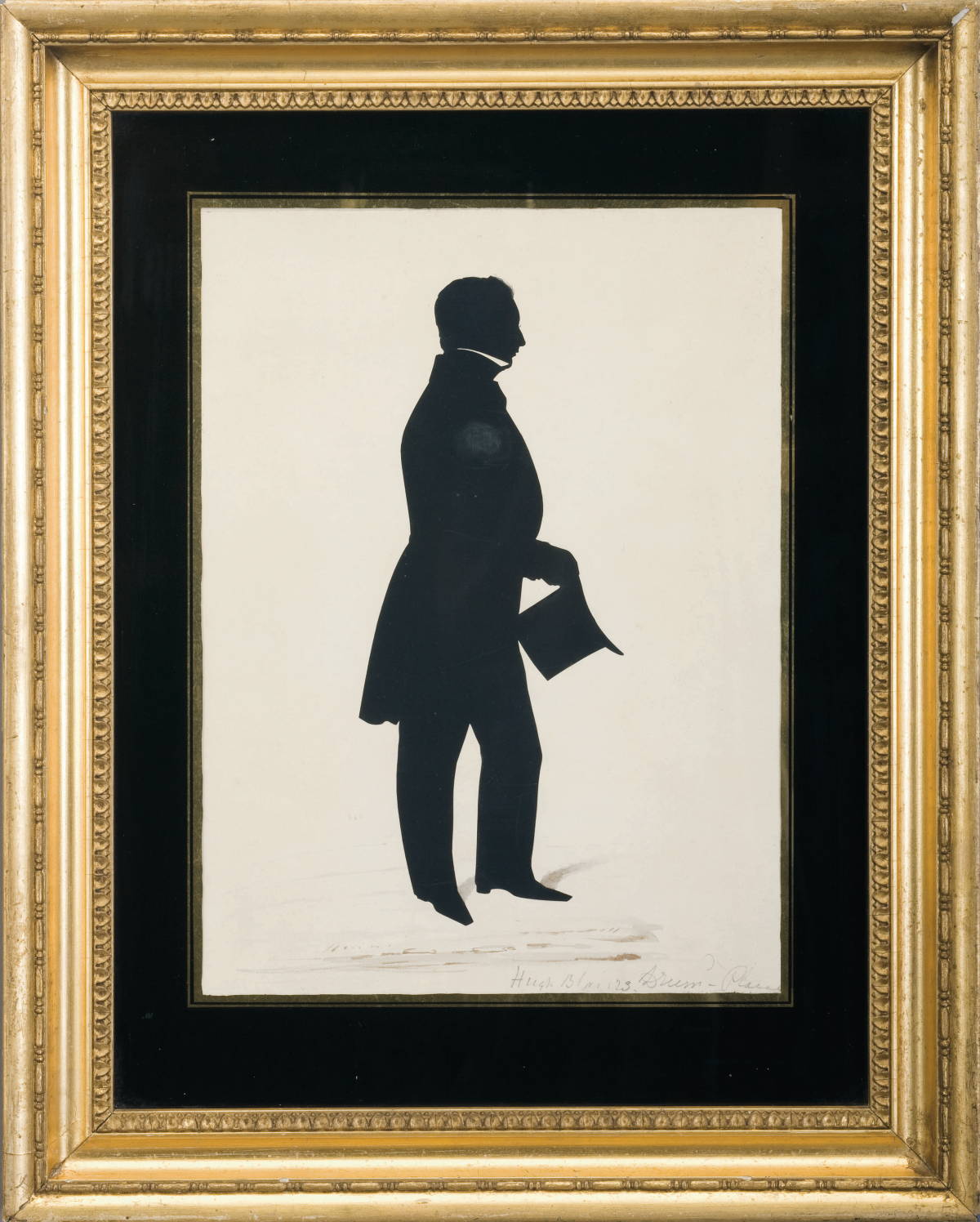 Appraisal: FULL-LENGTH SILHOUETTE OF A GENTLEMAN HOLDING HIS TOP HAT With