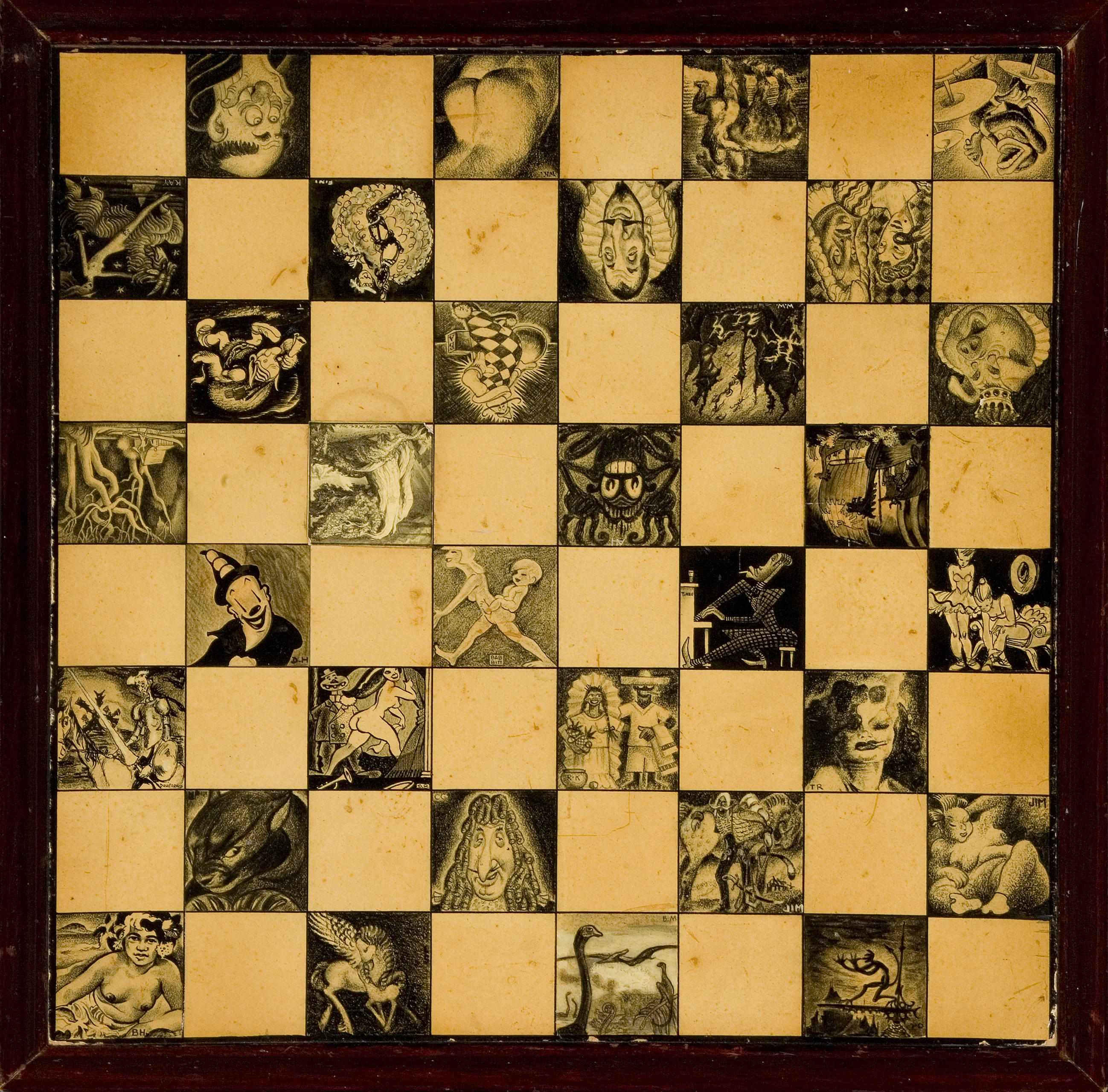 Appraisal: A chessboard illustrated by various artists from the Disney Studios