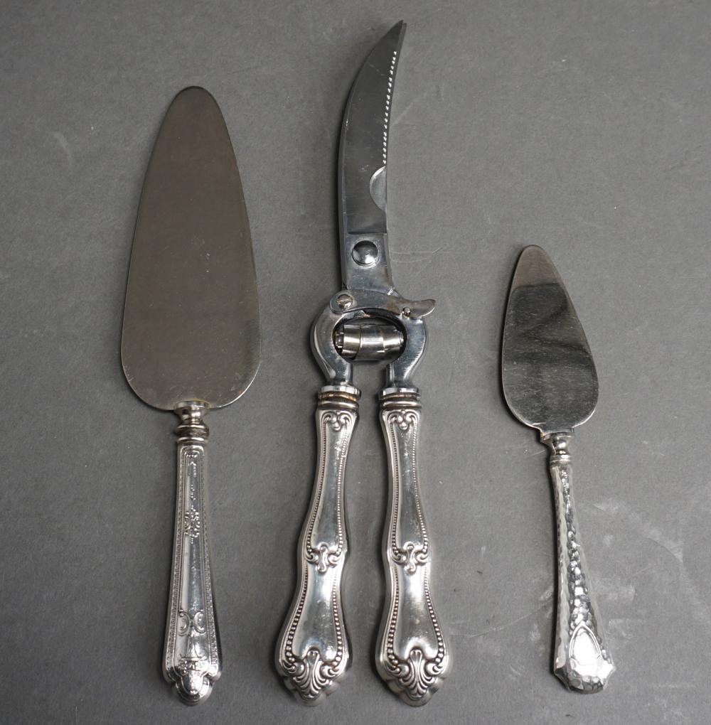 Appraisal: Sterling Silver Handle Poultry Shears and Two Serving Slices