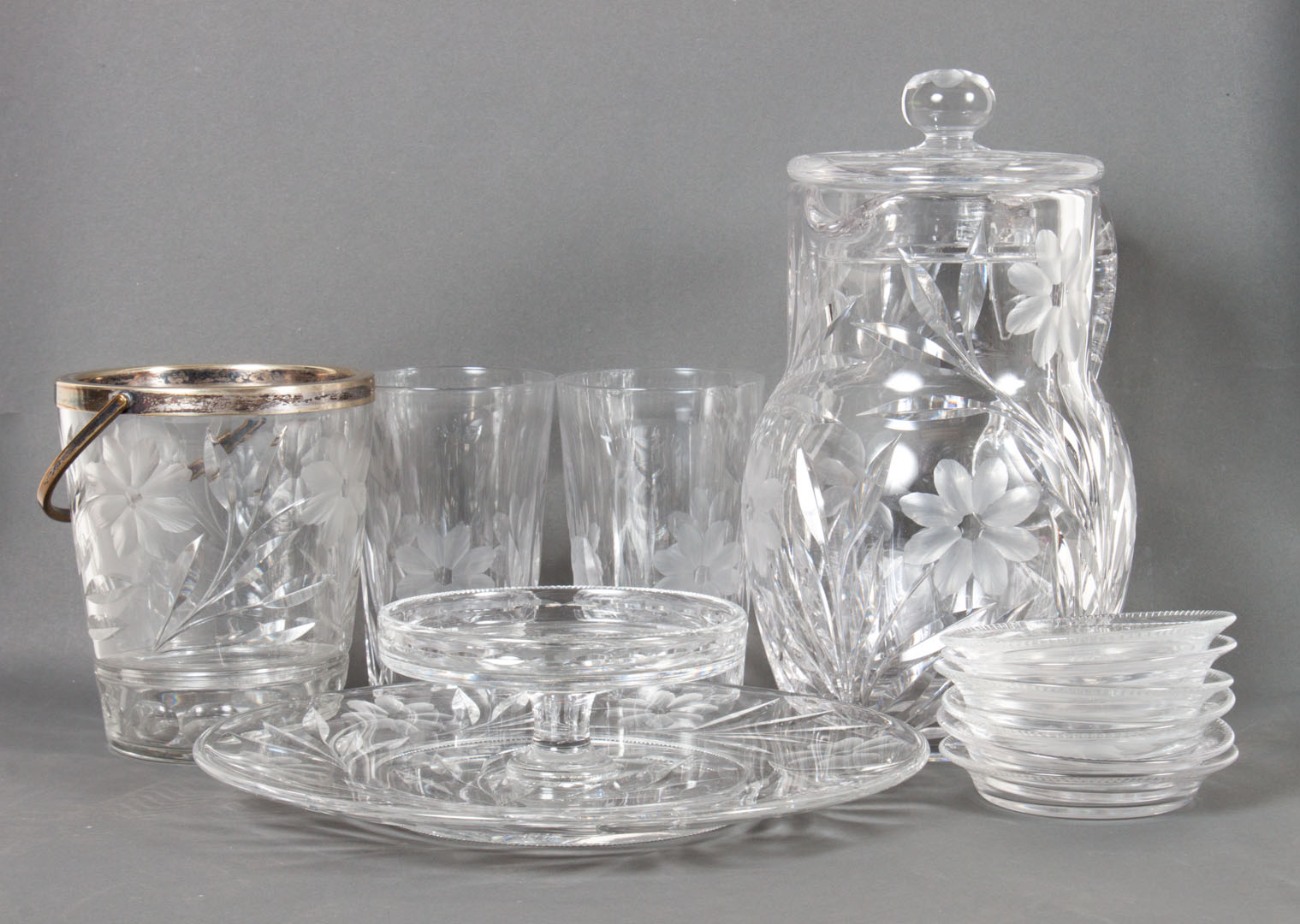 Appraisal: American cut glass cold drink dessert set early th century