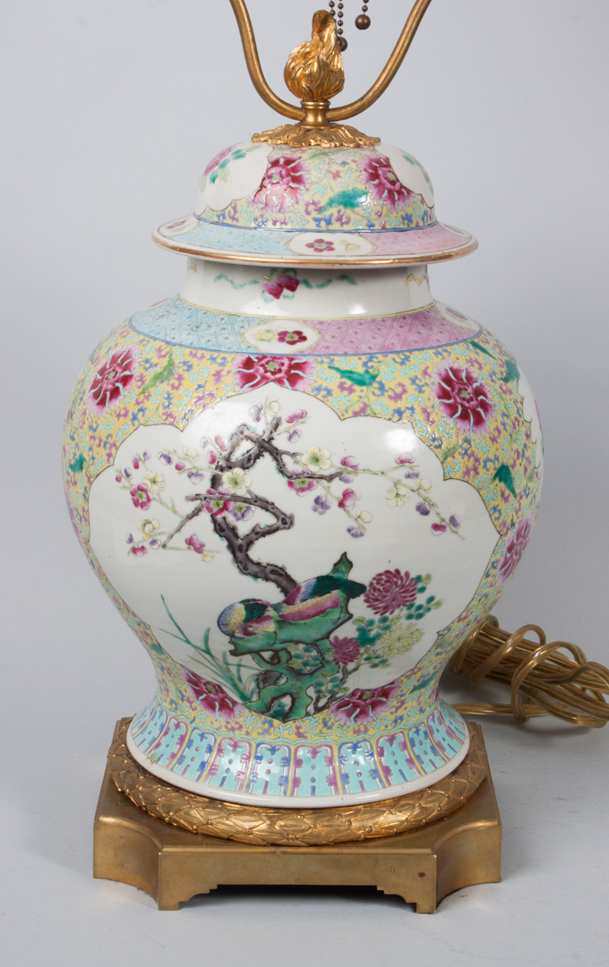 Appraisal: Chinese Export Famille Rose porcelain jar early th century mounted