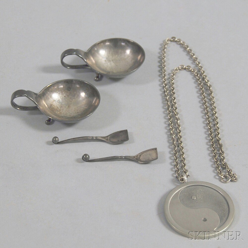 Appraisal: Pair of Georg Jensen Sterling Silver Salt Cellars and Shovels