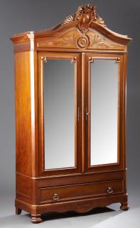 Appraisal: Louis XVI Style Carved Walnut Double Door Armoire c the