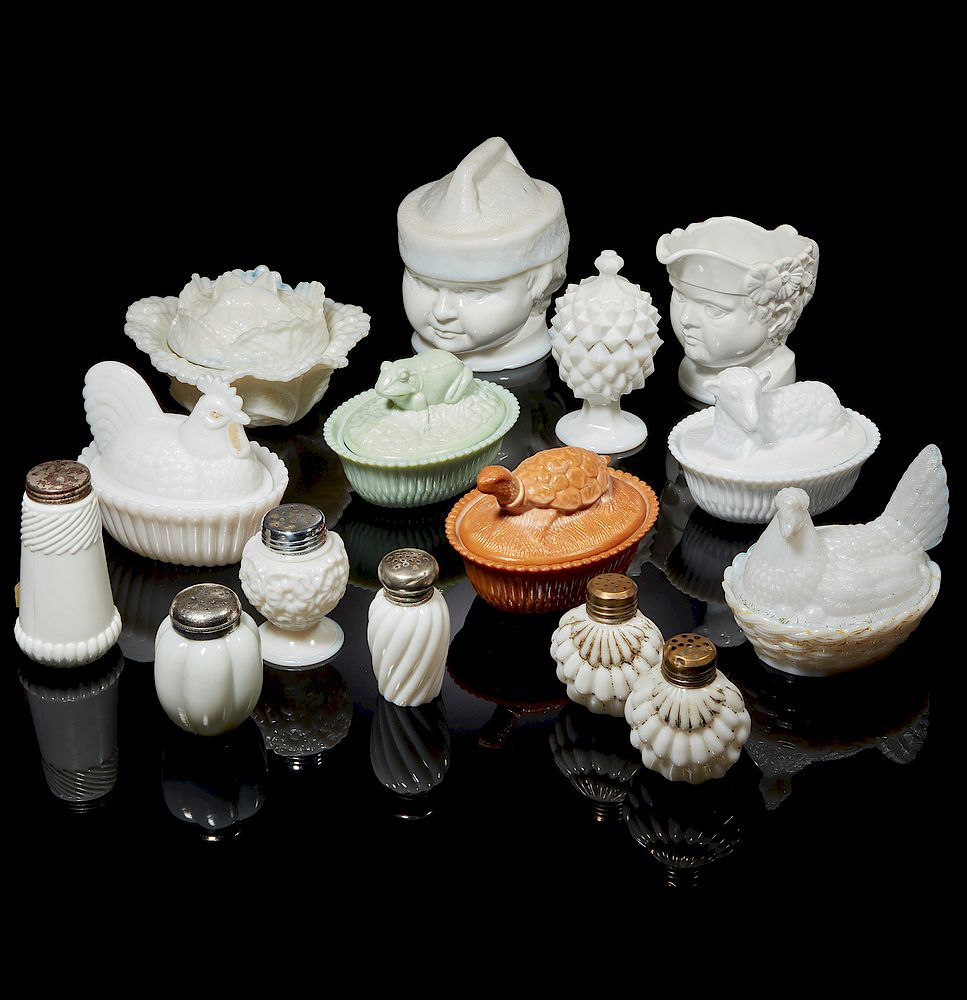 Appraisal: Assorted Milk Glass Items Assorted milk glass items comprising nine