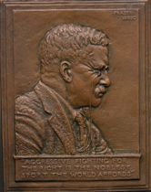 Appraisal: James Earle Fraser American - A bronze plaque of Theodore