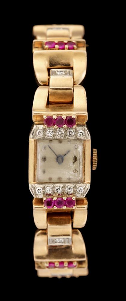 Appraisal: karat rose gold lady's wristwatch Pery Watch mid th century