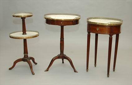 Appraisal: Three Louis XVI-Style Marble-Top Tables