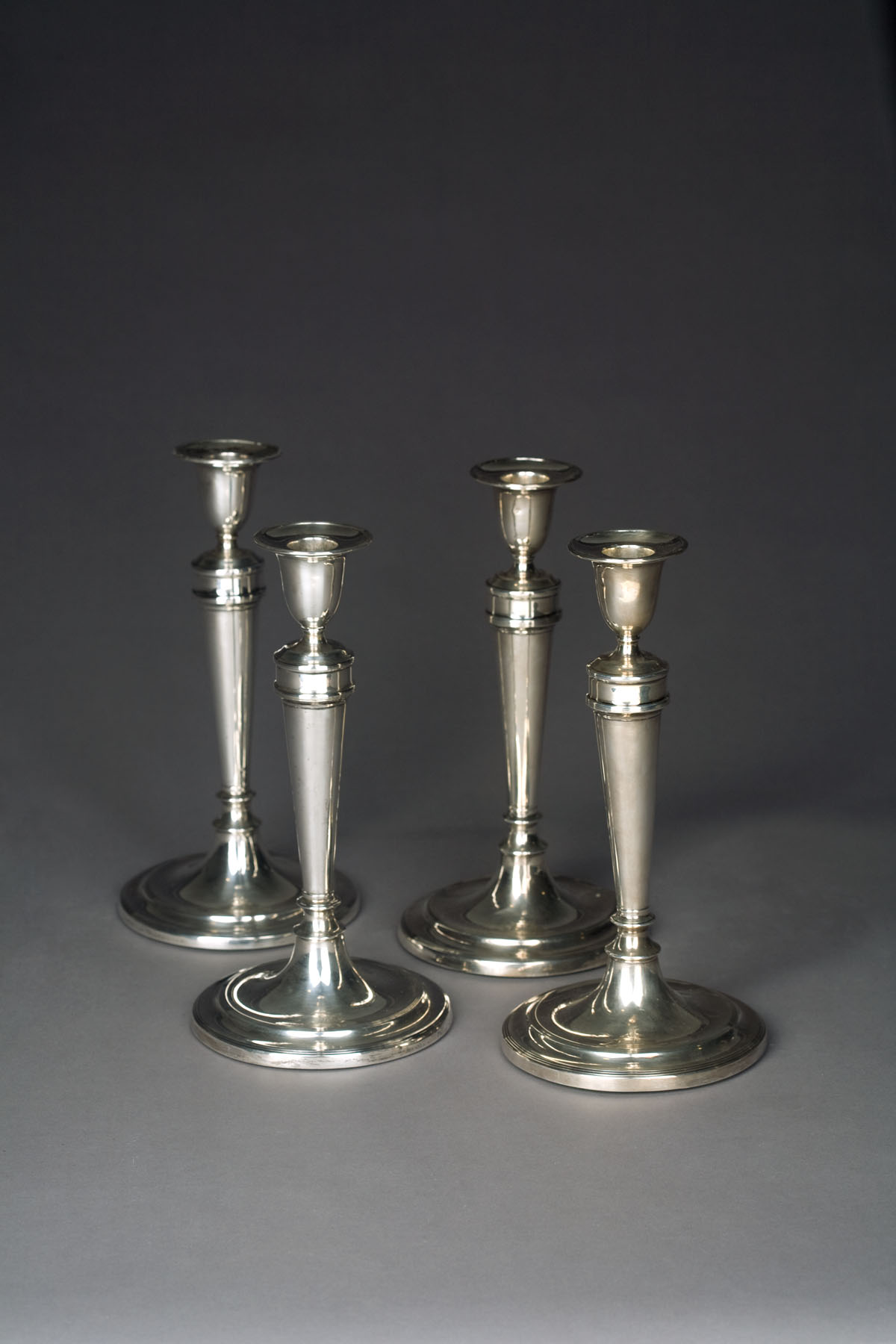 Appraisal: SET OF FOUR GEORGE III SILVER CRESTED CANDLESTICKS JOHN WINTER