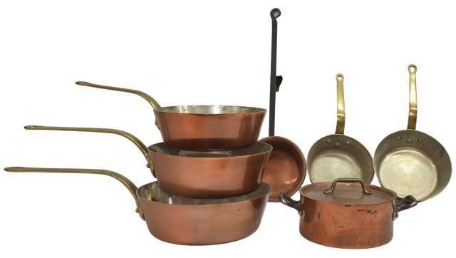 Appraisal: lot of French copper kitchenware th th c comprising lidded