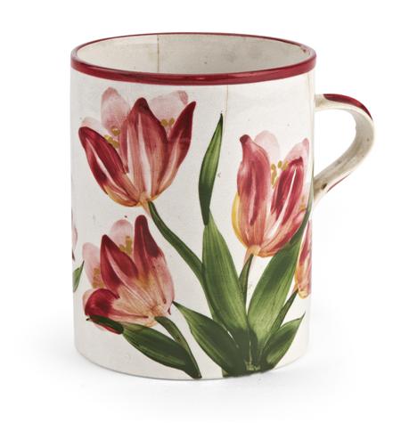 Appraisal: WEMYSS LARGE MUG LATE TH CENTURY decorated with tulips red