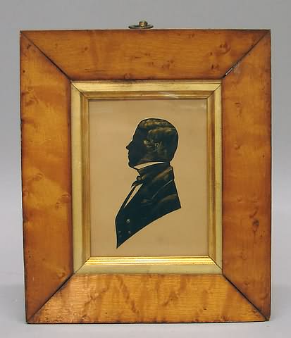 Appraisal: Framed profile silhouette of man x sight with period Birdseye