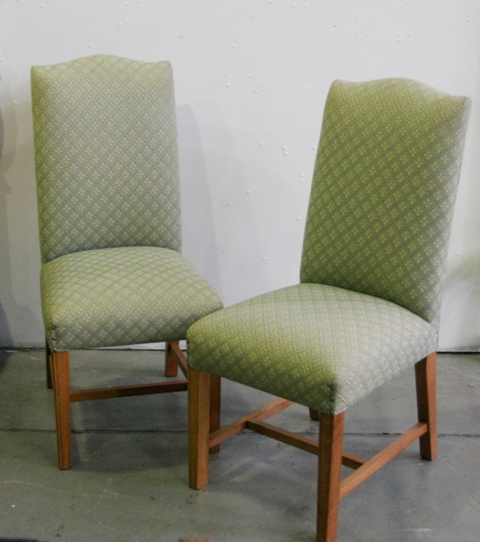 Appraisal: A set of twenty pine and upholstered highback dining chairs