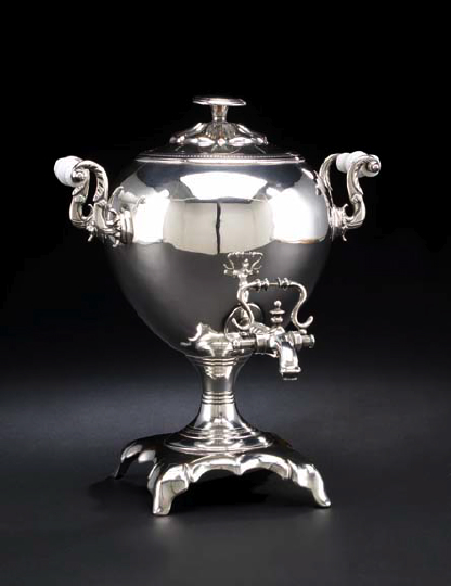 Appraisal: Edwardian Silverplate Tea Urn first quarter th century of ovoid