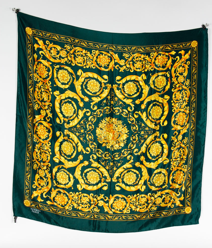 Appraisal: - Hermes Paris Silk Scarf Hermes Paris scarf silk gold