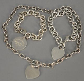 Appraisal: Sterling Tiffany Co bracelet and necklace set along with silverplated