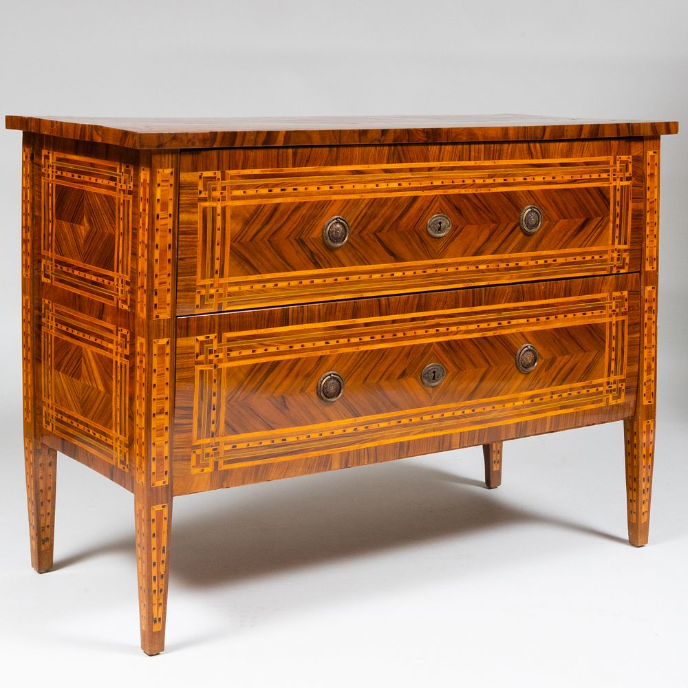 Appraisal: Italian Neoclassical Style Rosewood and Fruitwood Parquetry Chest of Drawers