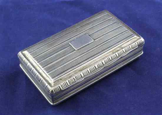 Appraisal: A George III silver rectangular snuff box with ribbed and