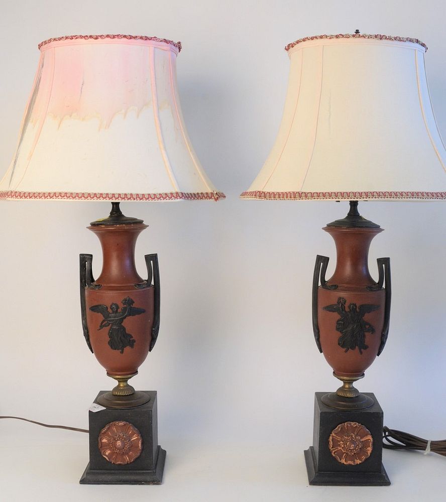 Appraisal: Pair of Basalt Table Lamps urn style with handles and