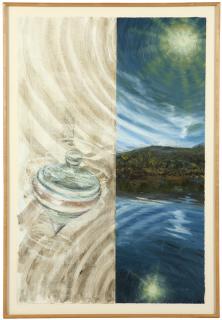 Appraisal: Gail Roberts th century ''Top'' diptych of a spinning top