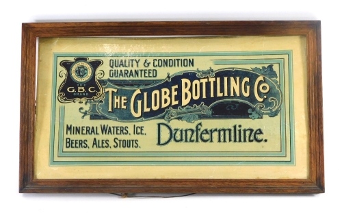 Appraisal: A Globe Bottling Co Dunfermline advertising card in blue print