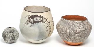 Appraisal: Acoma Pueblo Pottery Pieces Native American one signed Anita Lowden