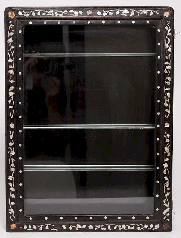 Appraisal: Chinese Hanging Display Cabinet w Mother of Pearl Chinese inlaid