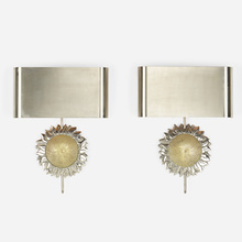 Appraisal: Maison Charles SCONCES PAIR France c stainless steel brass chrome-plated