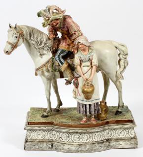 Appraisal: ITALIAN POTTERY FIGURE ITALIAN POTTERY FIGURE MAN ON HORSEBACK Depicts