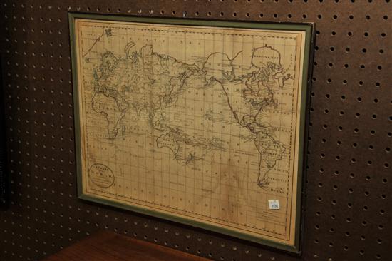 Appraisal: MAP OF THE WORLD Partially colored map ''Engraved for Carey's