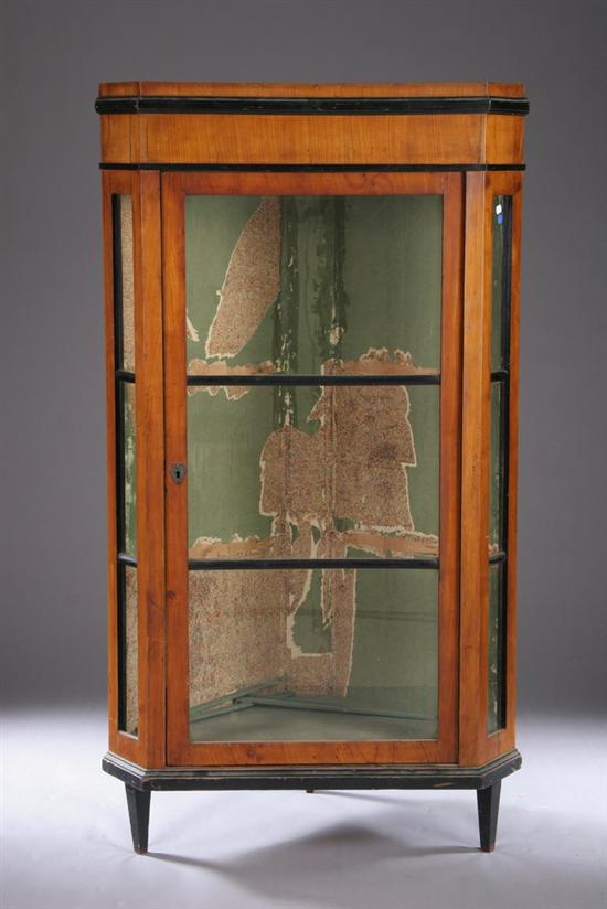 Appraisal: BIEDERMEIER EBONIZED FRUITWOOD CORNER CABINET circa - Canted-corner case with