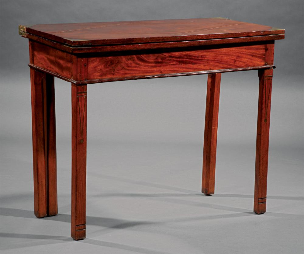 Appraisal: George III Inlaid Mahogany Games Table early th c foldover