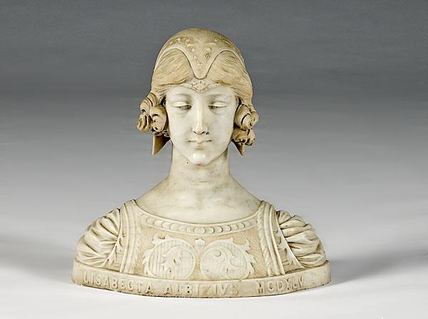 Appraisal: MARBLE BUST OF LISABETTA ALBIZZI Italian th century A substantial