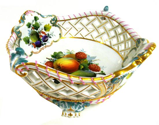 Appraisal: Meissen footed bowl c - shaped rim with pierced sides