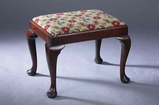 Appraisal: CANADIAN QUEEN ANNE STYLE MAHOGANY STOOL WITH UPHOLSTERED SLIP SEAT