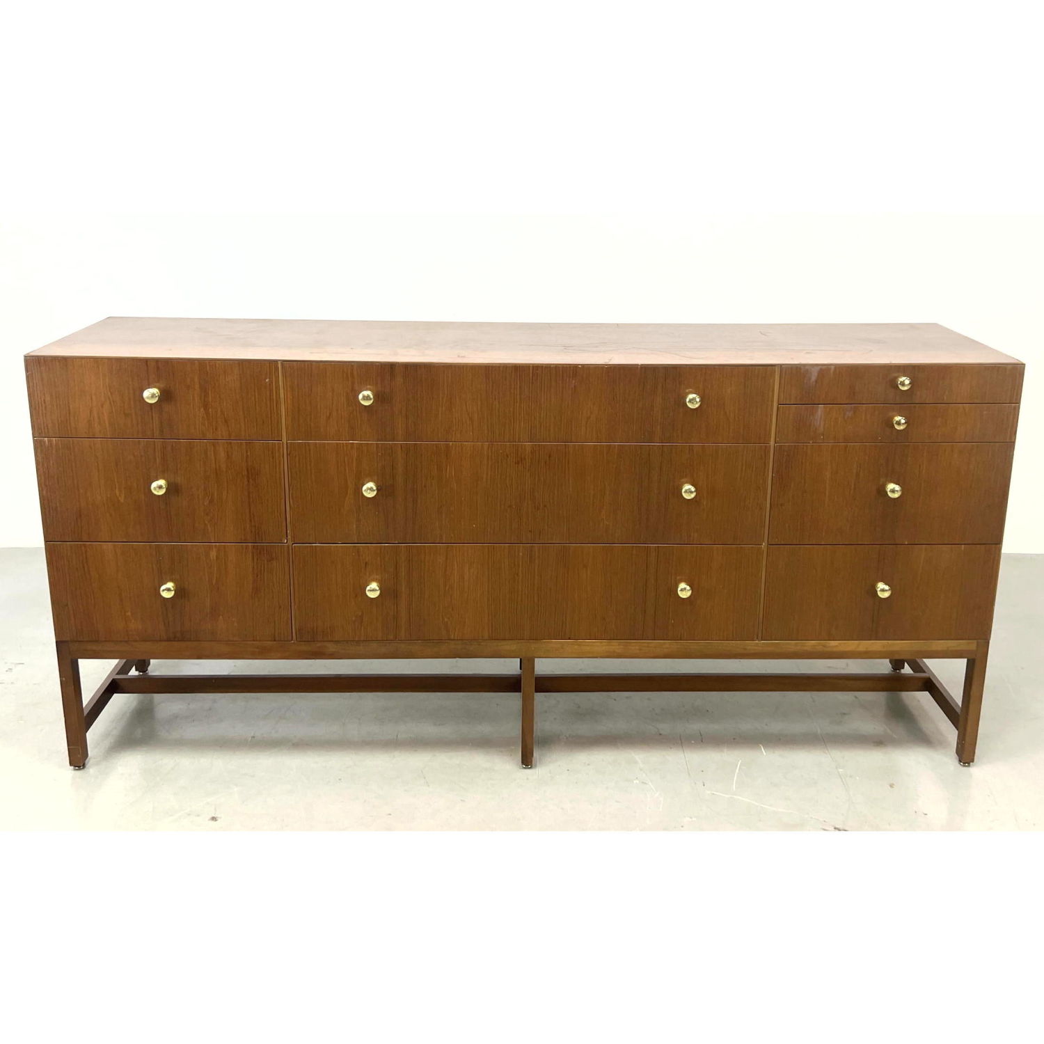 Appraisal: Mid Century Modern Multi Drawer Dresser Chest Brass pulls M