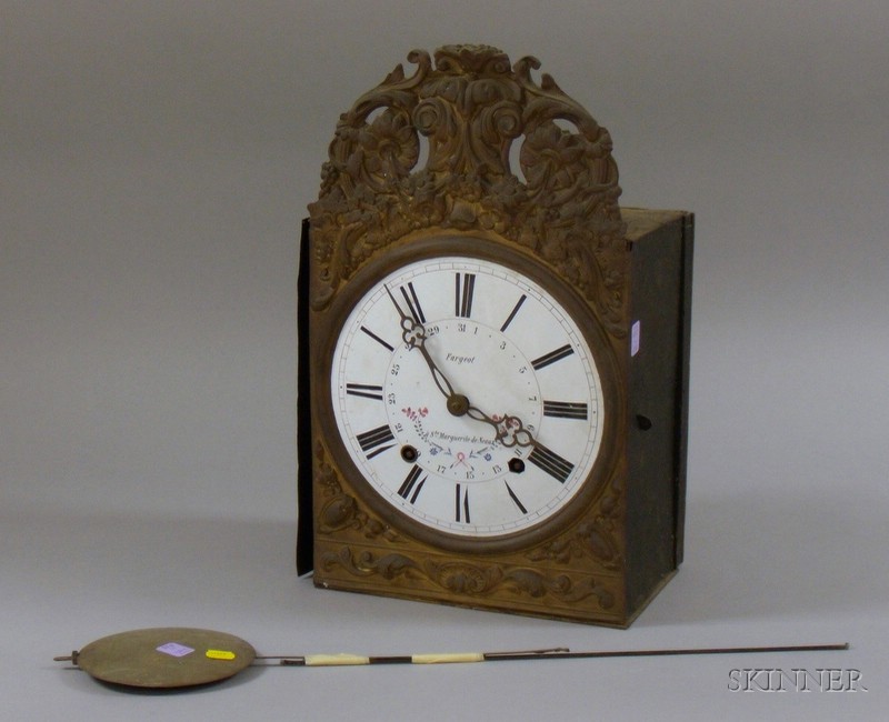 Appraisal: French Morbier Clock by Fargeot Ste Marguerite-de-Neaux with pressed brass