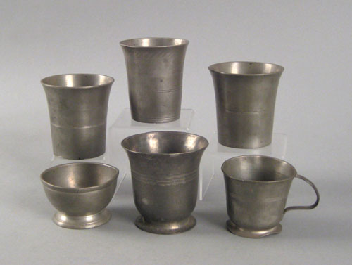 Appraisal: Four American pewter beakers ca - - h together with