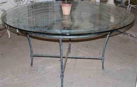 Appraisal: NIERMANN WEEKS ITALIAN STYLE ALUMINUM GUERIDON TABLE with circular overhanging